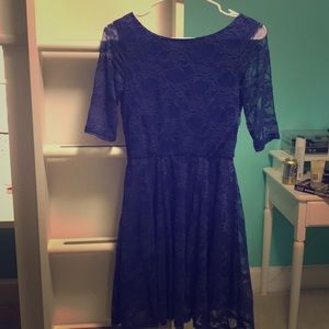 Blue modest lace dress
